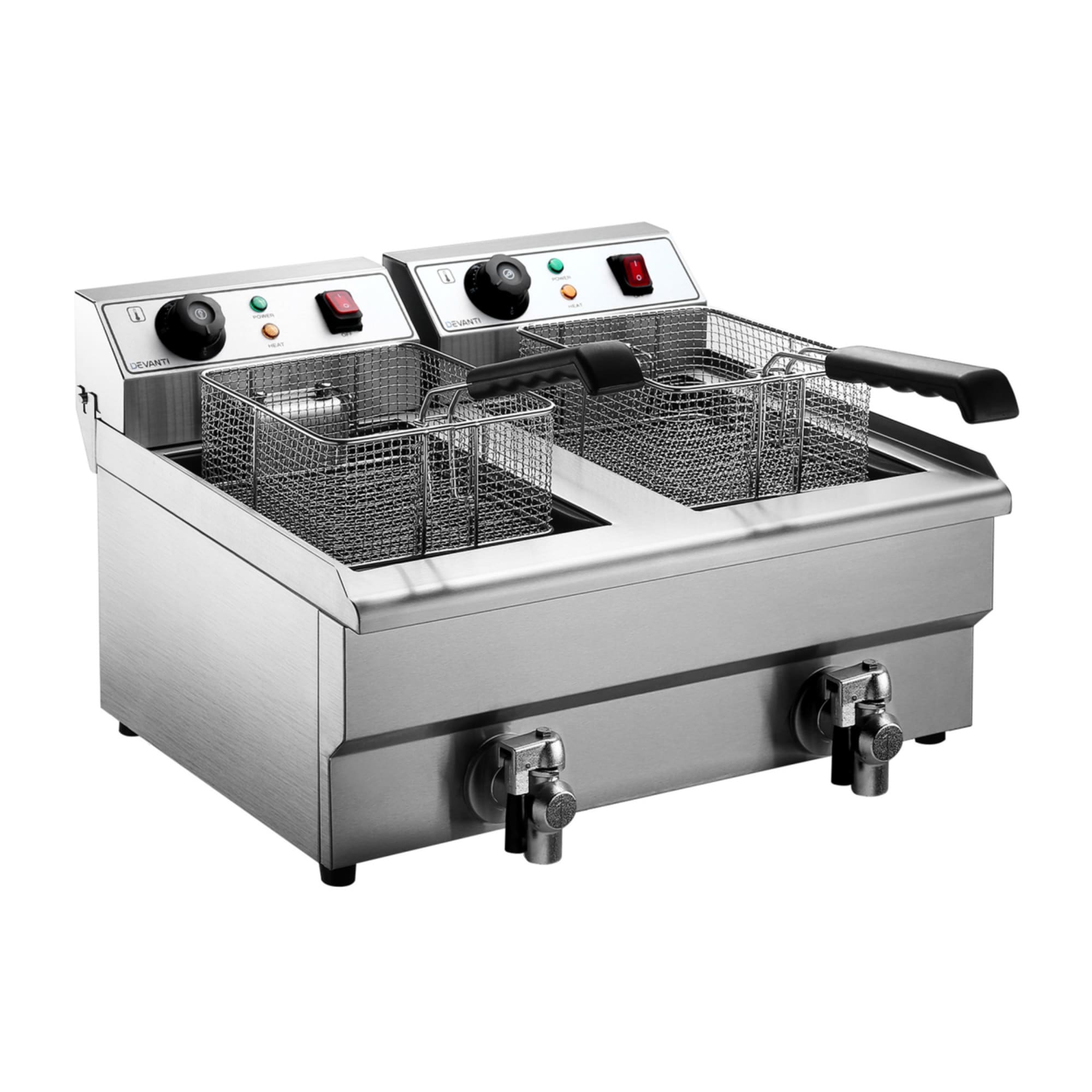 Devanti Electric Commercial Countertop Twin Deep Fryer 20L | Kitchen